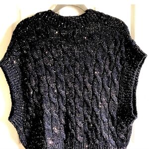 Brunello Cucinelli Dark Gray Sequined  Knit V-Neck Vest/ Pullover Size Large NWT